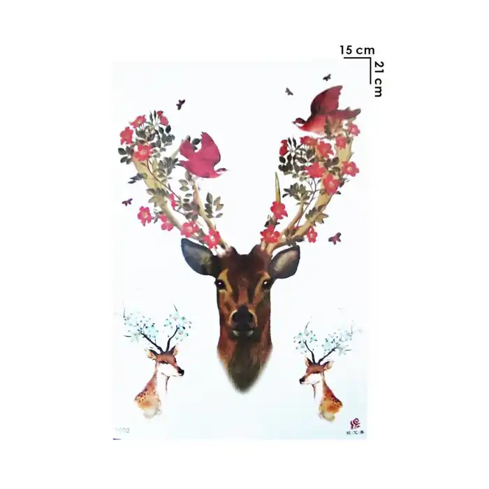 Geçici Geyik ve Çiçek Dövme Tattoo