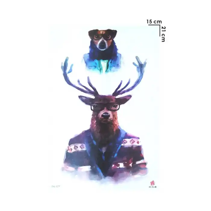 Geçici Geyik ve Köpek Dövme Tattoo