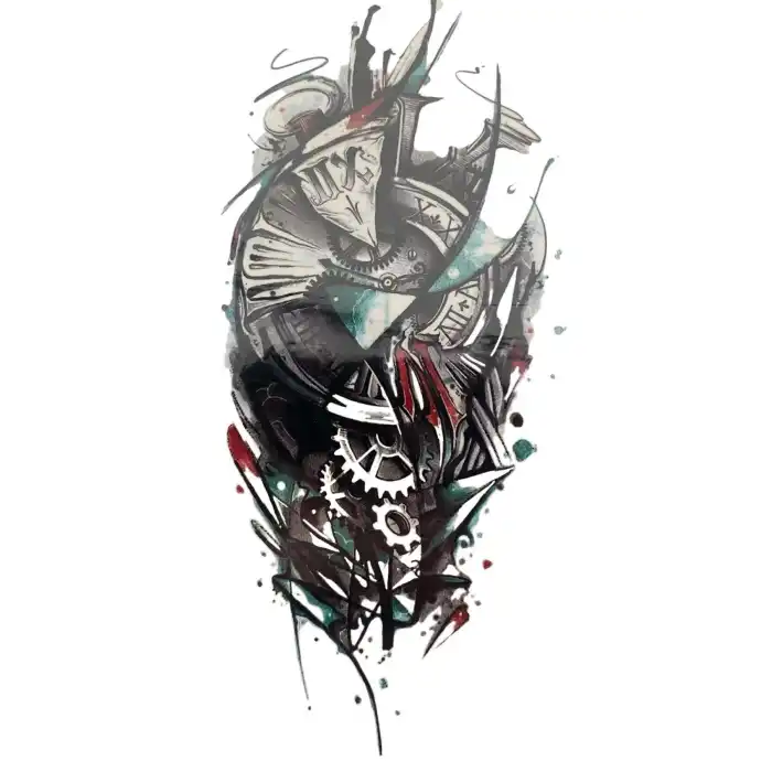 Geçici Gladyatör Ve Saat Figürlü Dövme Tatto