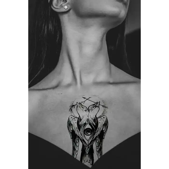 Geçici Göz Ve Kuş Dövme Tattoo