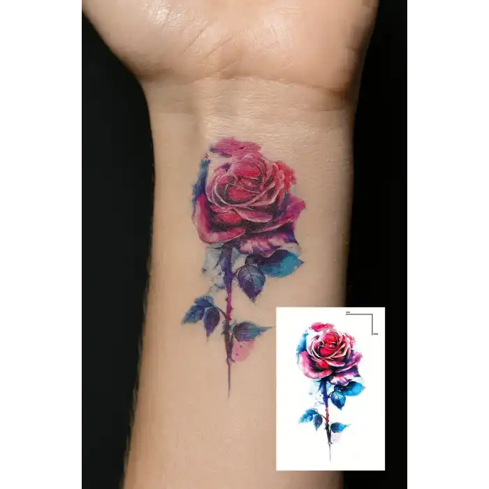 Geçici Gül Figürlü Mini Dövme Tattoo