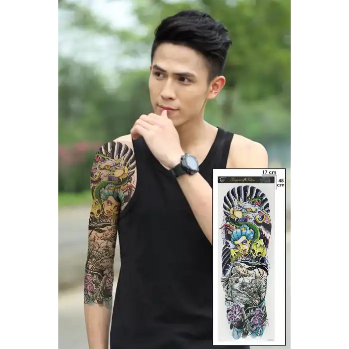 Geçici Kadın Modelli Kol Dövme Tattoo
