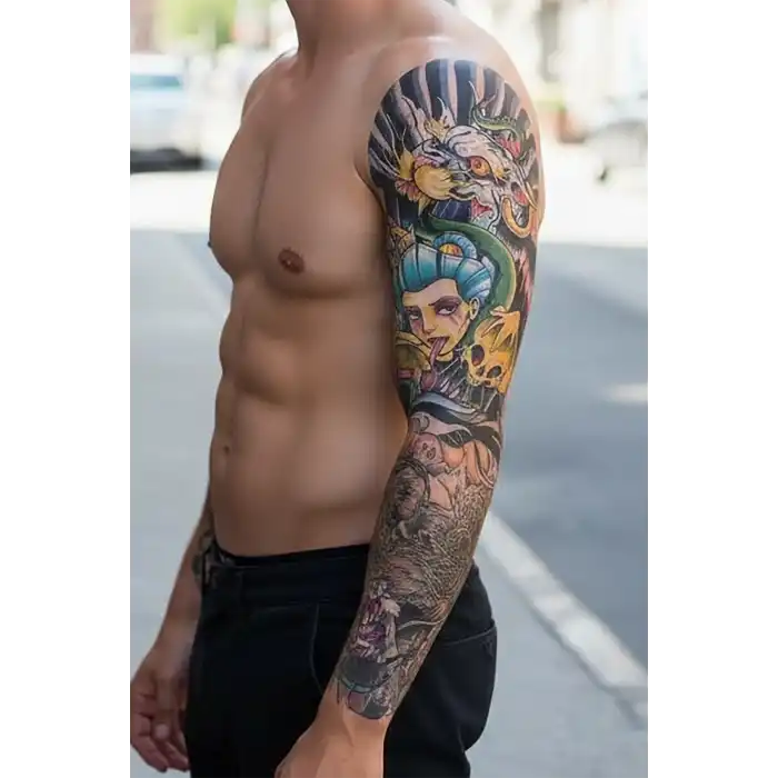 Geçici Kadın Modelli Kol Dövme Tattoo