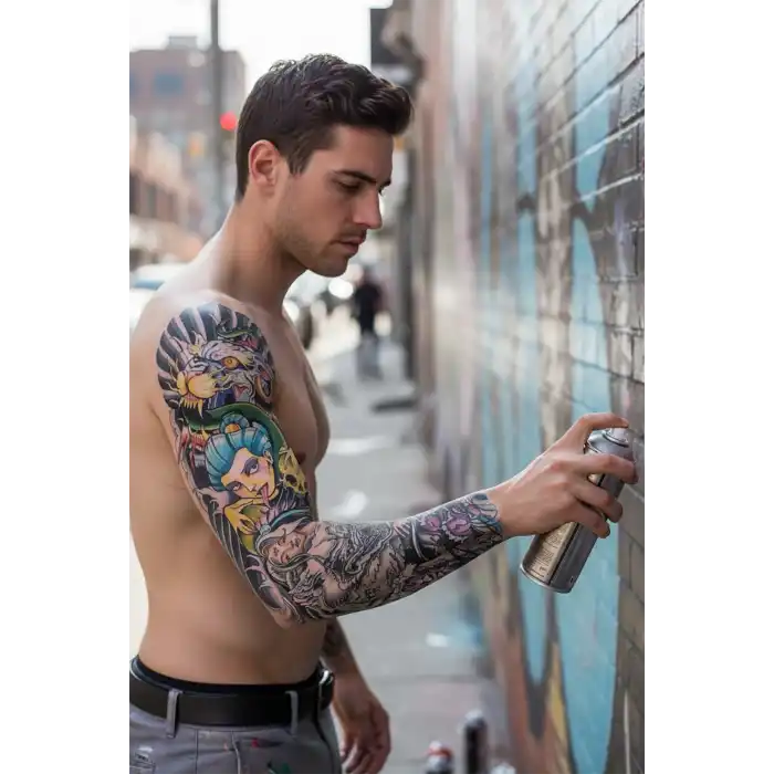 Geçici Kadın Modelli Kol Dövme Tattoo