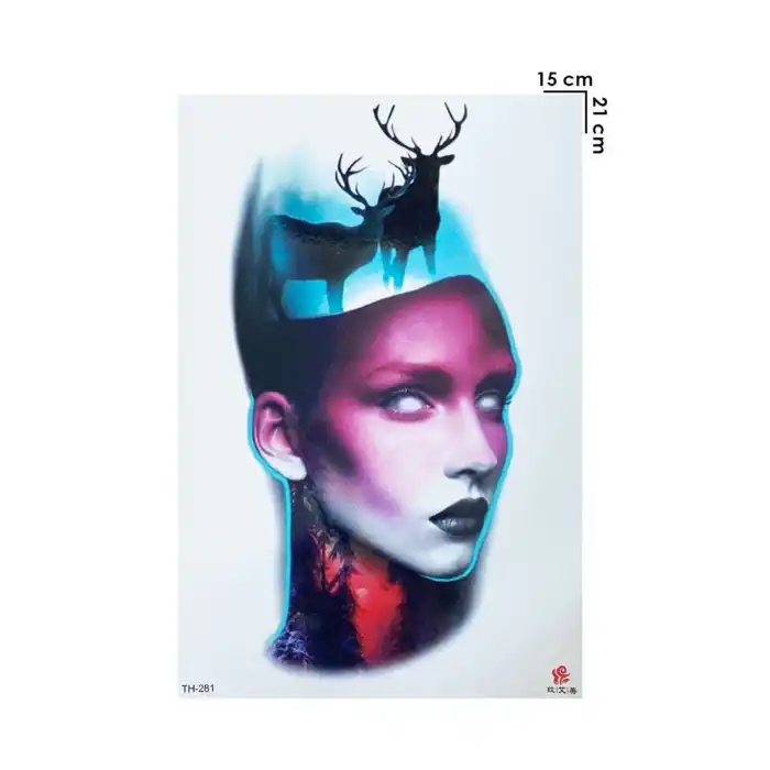 Geçici Kadın ve Geyik Dövme Tattoo