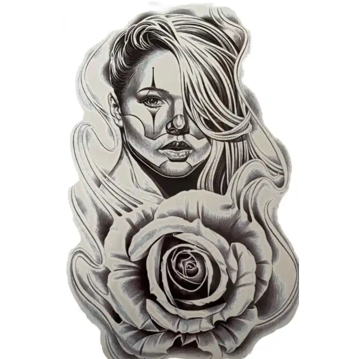 Geçici Kadın Ve Gül Figürlü Dövme Tattoo