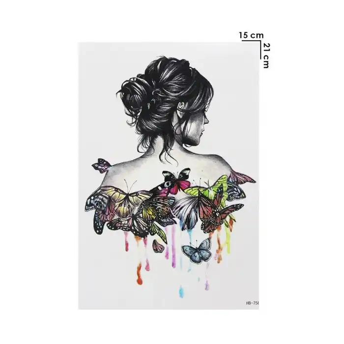 Geçici Kadın ve Kelebek Modelli Dövme Tattoo