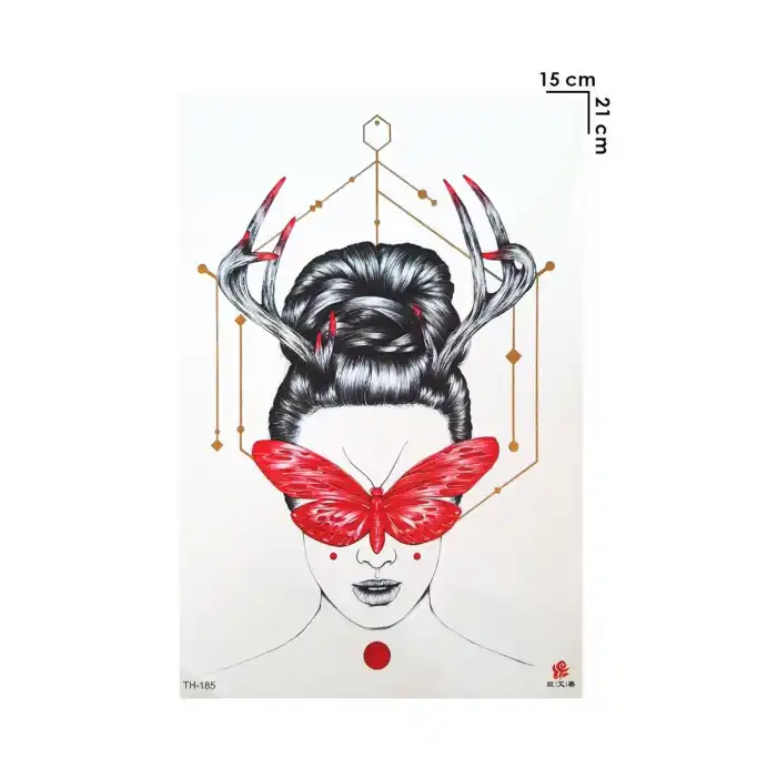Geçici Kadın ve Kelebek Modelli Dövme Tattoo