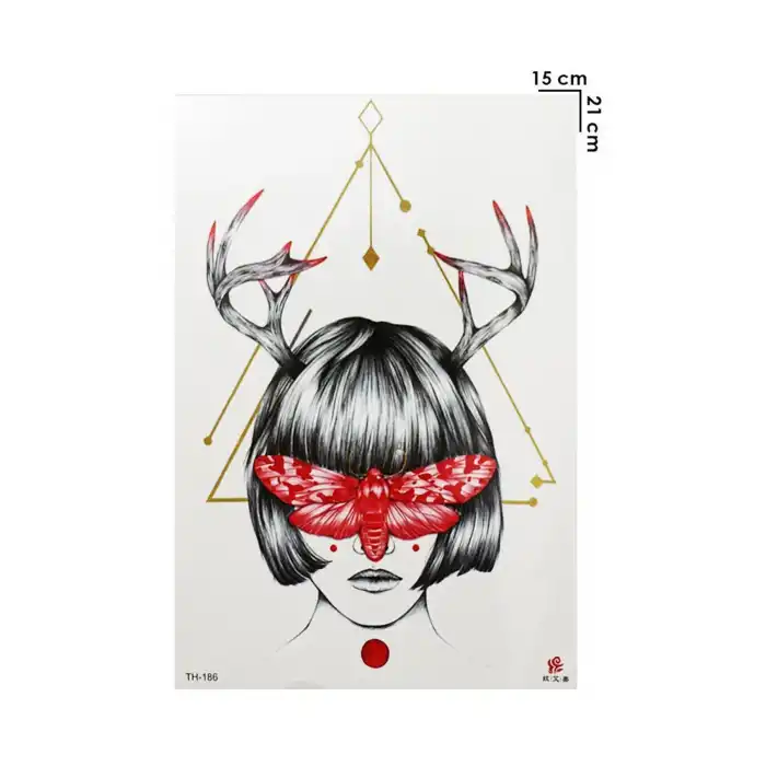 Geçici Kadın ve Kelebek Modelli Dövme Tattoo