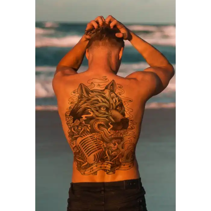 Geçici Kaplan Modelli Sırt Dövme Tattoo