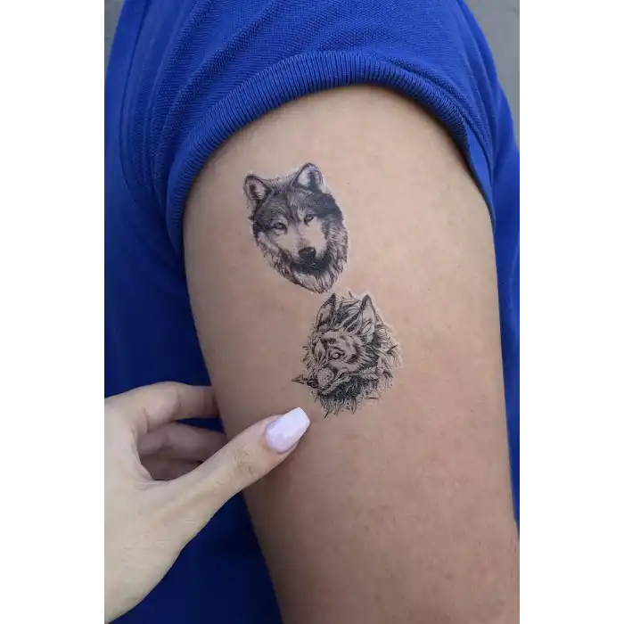 Geçici Kurt Figürlü Dövme Tatto