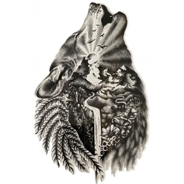 Geçici Kurt Figürlü Dövme Tattoo