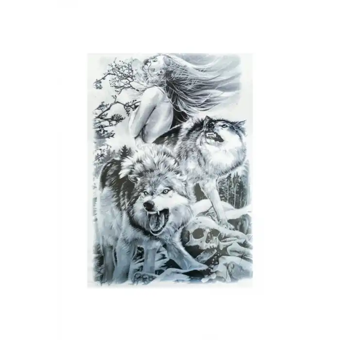 Geçici Kurt ve Kadın Modelli Sırt Dövme Tattoo