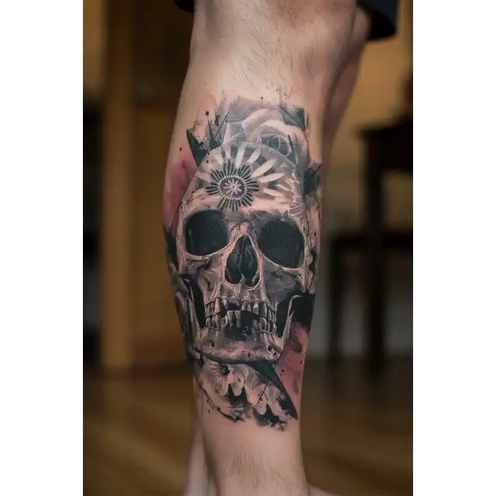 Geçici Kuru Kafa Figürlü Dövme Tattoo