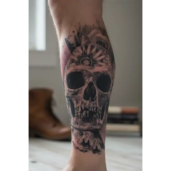 Geçici Kuru Kafa Figürlü Dövme Tattoo
