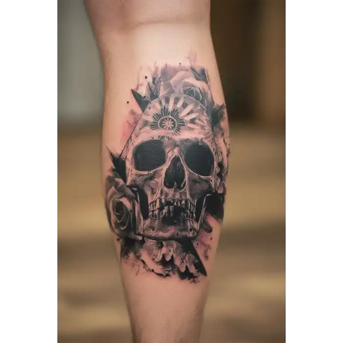 Geçici Kuru Kafa Figürlü Dövme Tattoo