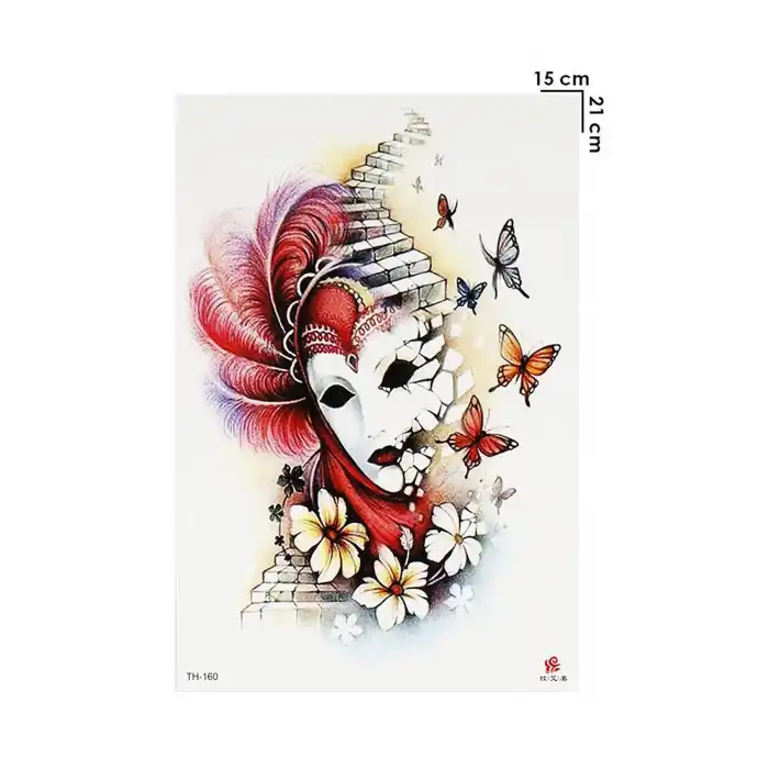 Geçici Maske ve Kelebek Dövme Tattoo