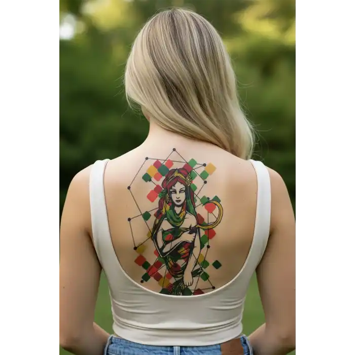 Geçici Savaşçı Kadın Modelli Dövme Tattoo