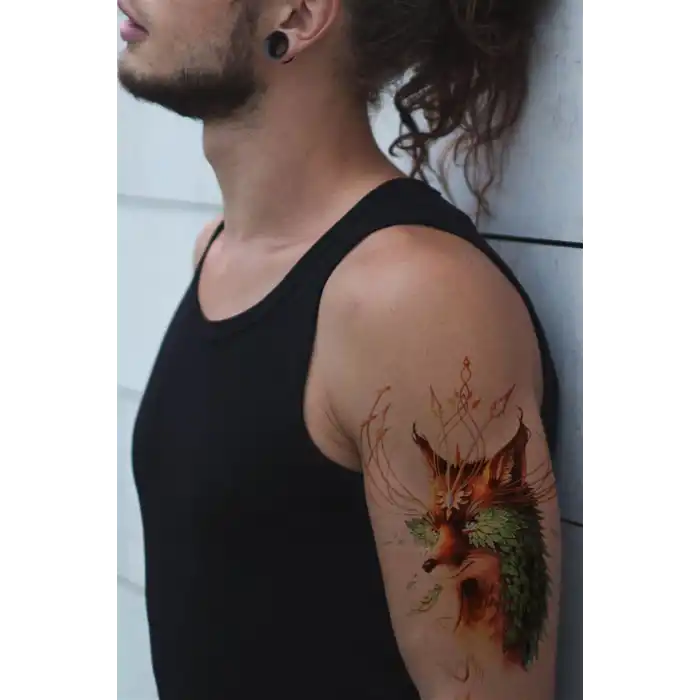 Geçici Taçlı Tilki Dövme Tattoo