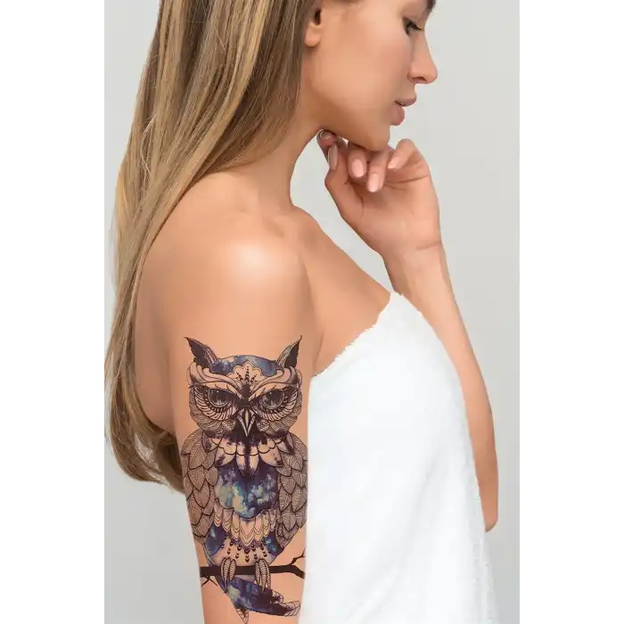 Gerçekçi Geçici Baykuş Dövme Tattoo