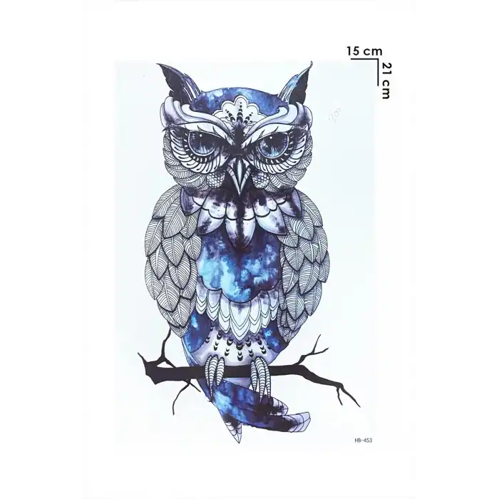 Gerçekçi Geçici Baykuş Dövme Tattoo