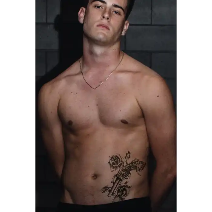 Gerçekçi Geçici Silah ve Gül Dövme Tattoo