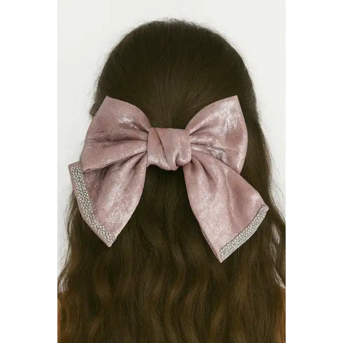 Gül Kurusu Renk Kurdele Figürlü Taş Detaylı Otomat Toka