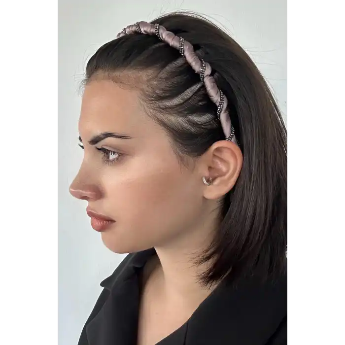 Gül Kurusu Renk Taş Detaylı Taraklı Taç