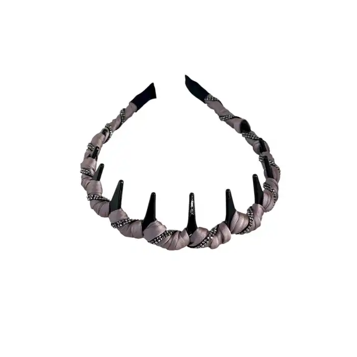 Gül Kurusu Renk Taş Detaylı Taraklı Taç