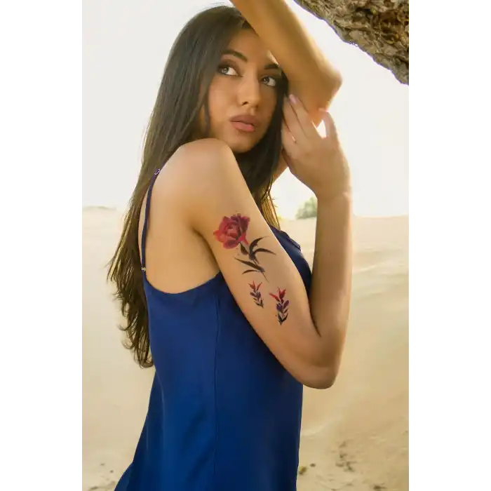 Gül ve Çiçek Geçici Dövme Tattoo