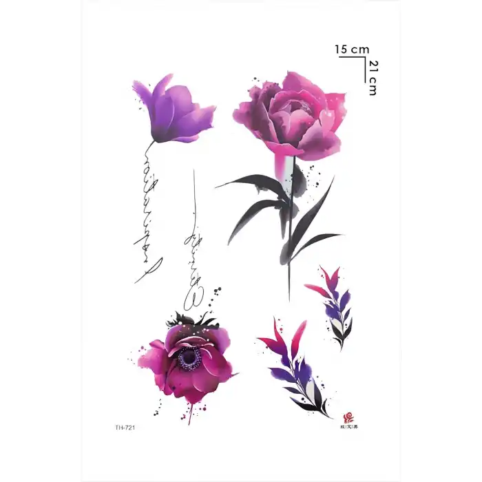 Gül ve Çiçek Geçici Dövme Tattoo