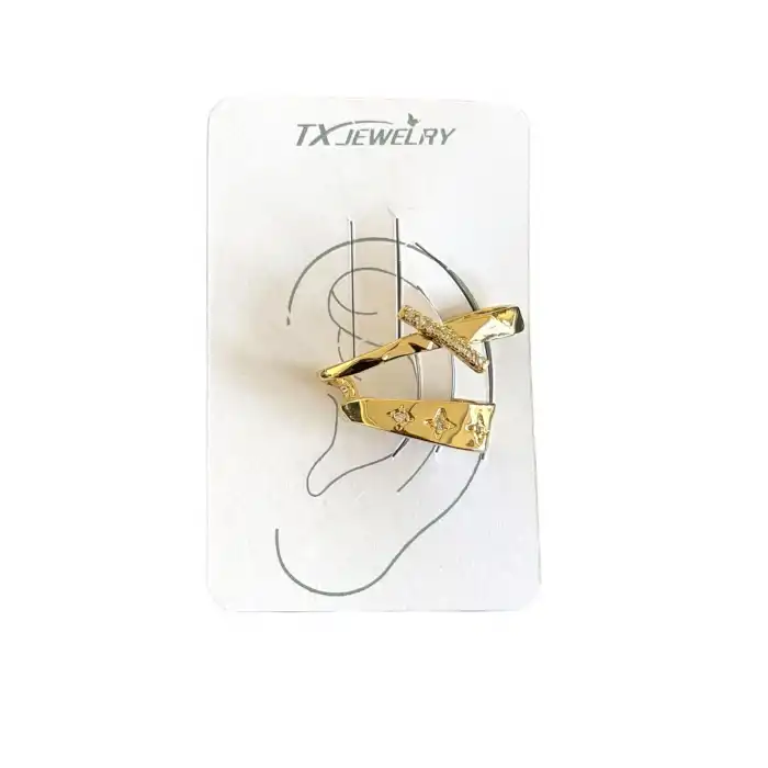 Gümüş Renk 14K Altın Kaplama TX Ear Cuff (Tek)