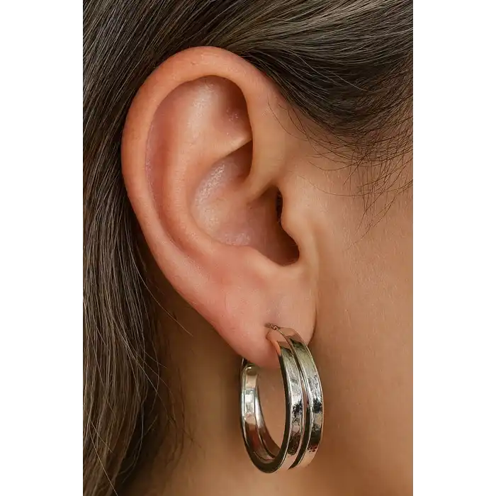 Gümüş Renk 15MM Halka Küpe (Çift)