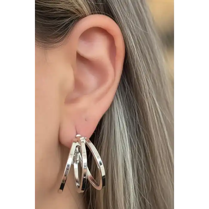 Gümüş Renk 20MM Halka Küpe (Çift)