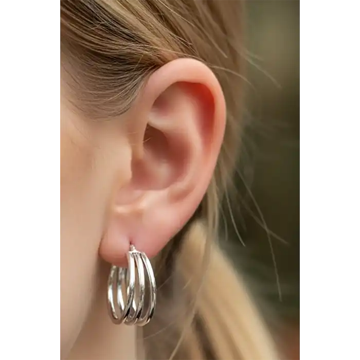 Gümüş Renk 20MM Halka Küpe (Çift)