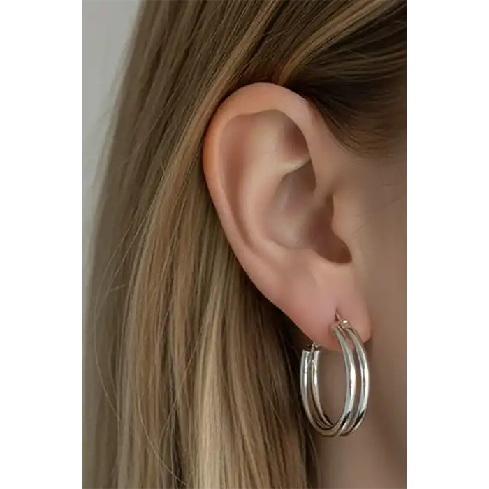 Gümüş Renk 20MM Halka Küpe (Çift)