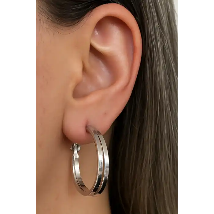 Gümüş Renk 20MM Halka Küpe (Çift)