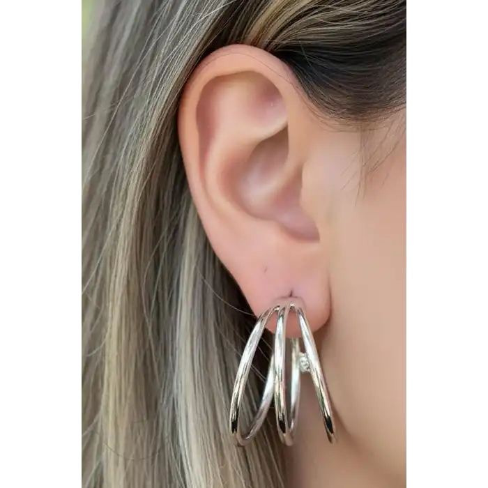 Gümüş Renk 25MM Halka Küpe (Çift)