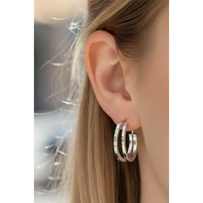 Gümüş Renk 25MM Halka Küpe (Çift)