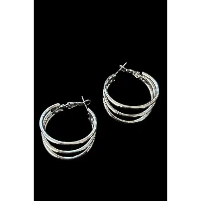 Gümüş Renk 25MM Halka Küpe (Çift)