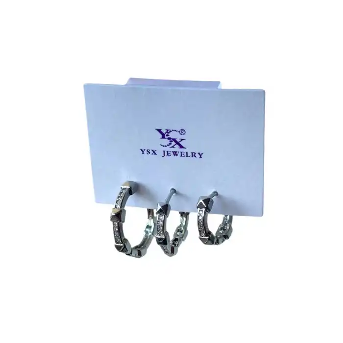 Gümüş Renk 3lü YSX Küpe Set