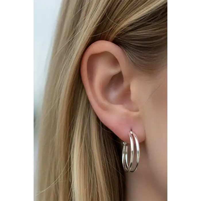 Gümüş Renk 30MM Halka Küpe (Çift)