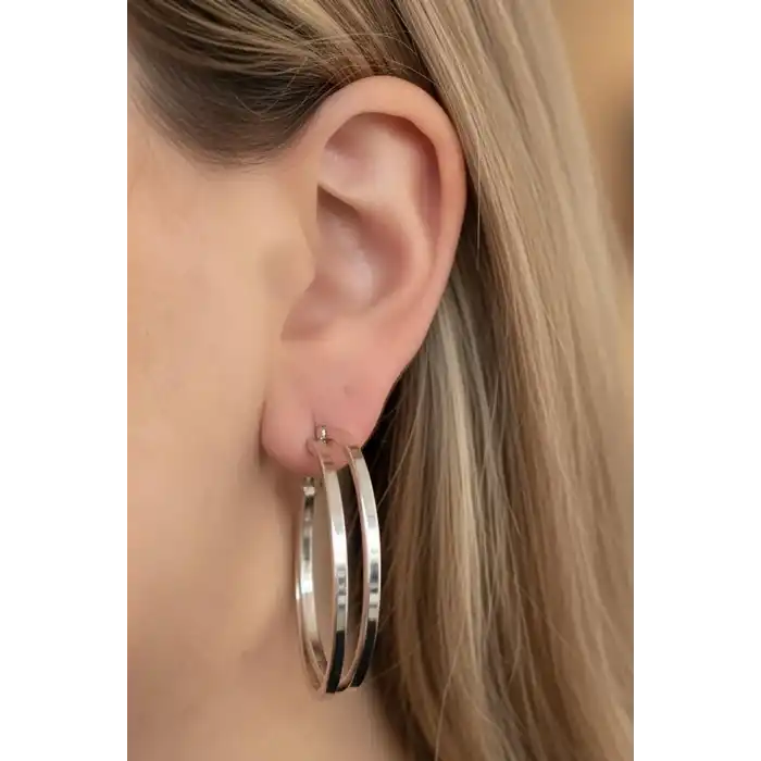 Gümüş Renk 35MM Halka Küpe (Çift)