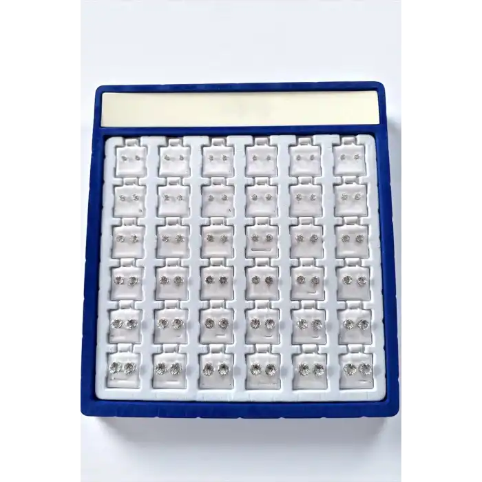 Gümüş Renk 36lı Taş Detaylı Küpe Set