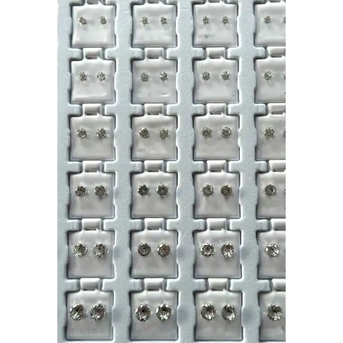 Gümüş Renk 36lı Taş Detaylı Küpe Set