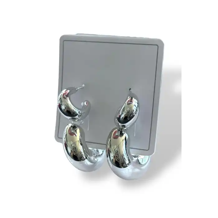 Gümüş Renk 4lü Halka Küpe Set