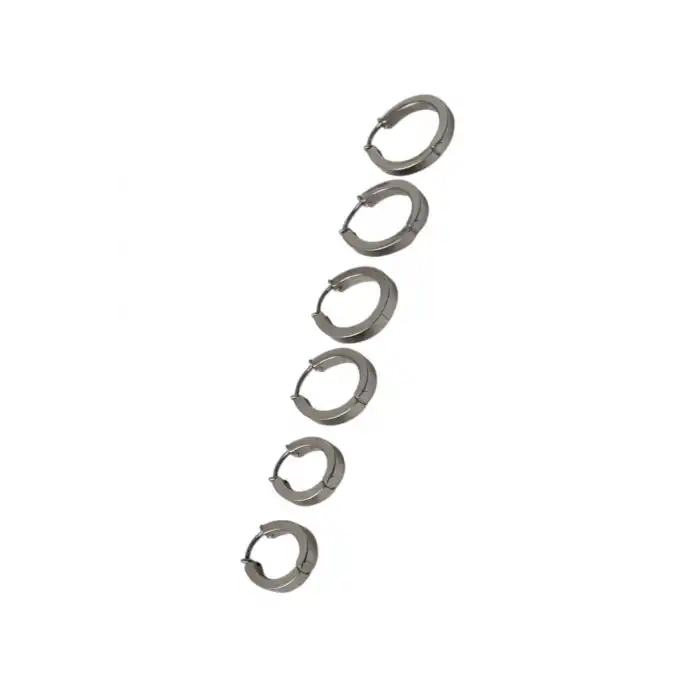 Gümüş Renk 6lı Halka Çelik Küpe Set