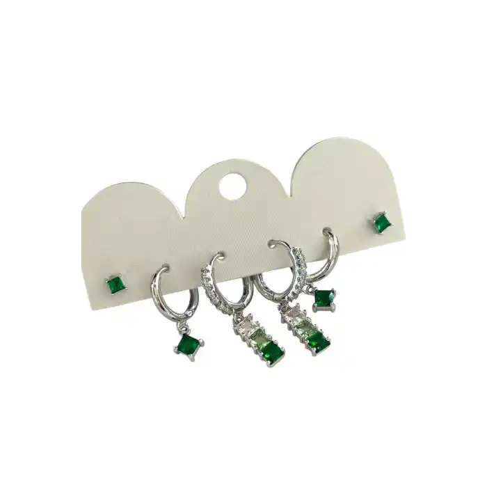 Gümüş Renk 6lı Taş Detaylı Set Küpe