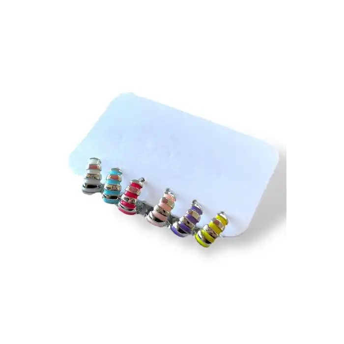 Gümüş Renk 6lı YSX Halka Küpe Set