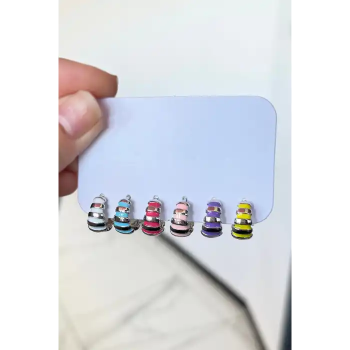 Gümüş Renk 6lı YSX Halka Küpe Set